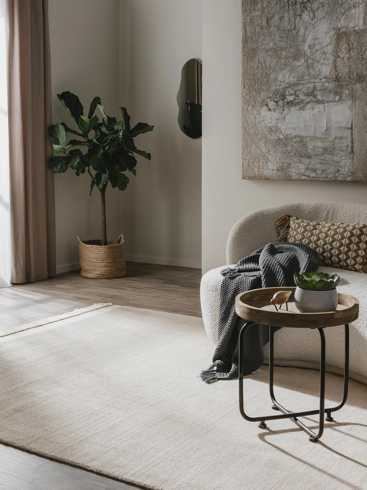 TEPPICH aus recyceltem Material Jade Cream 120x170 cm - Creme, Textil (120/170cm) - benuta Pure