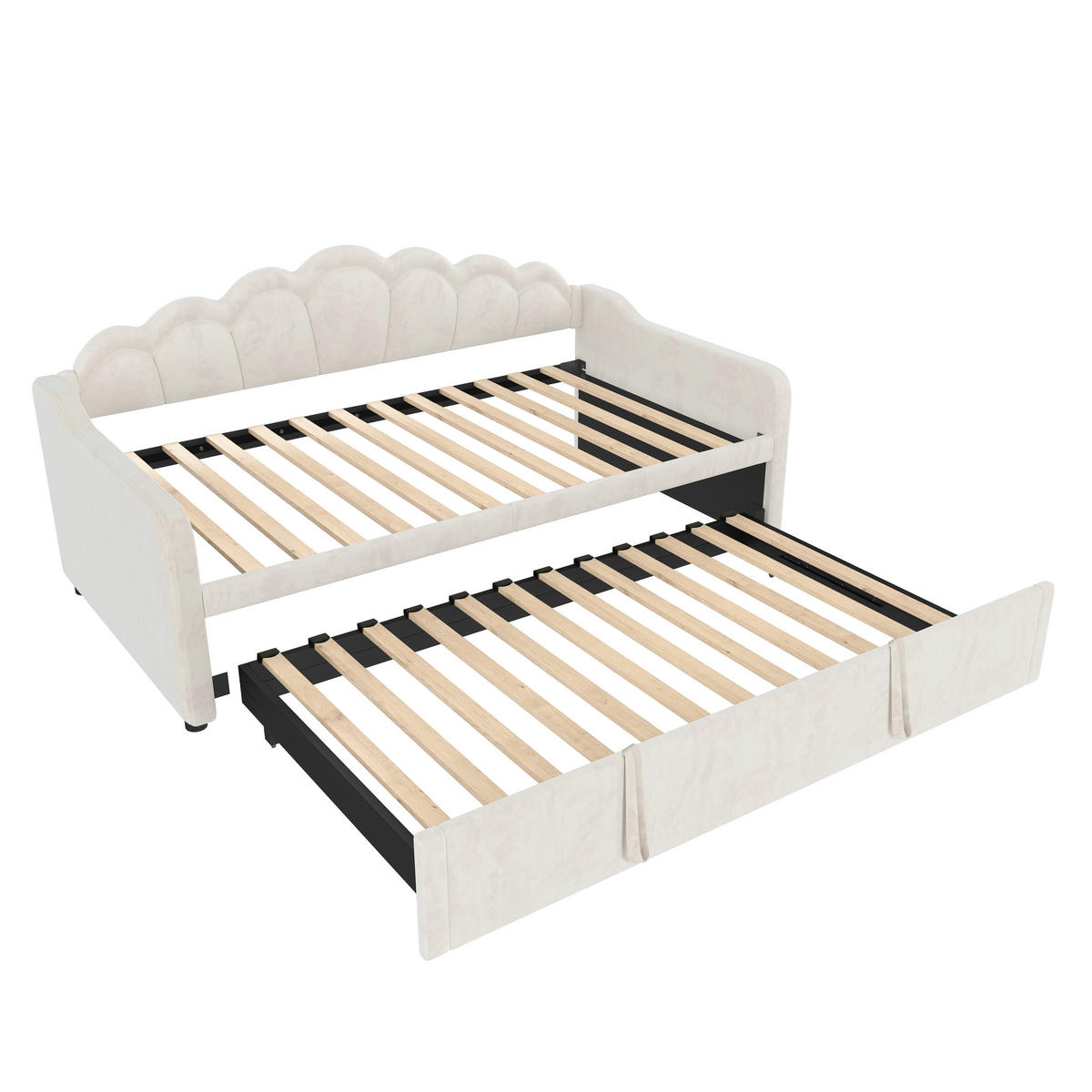 TAGESBETT 90/200 cm DE-33116 ausziehbar mit LED-Licht Beige - Beige, Metall (90/200cm) - ComfortXL