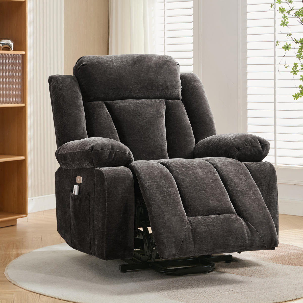 MASSAGESESSEL mit Massagefunktion 95/94/107 cm mit USB - Braun, Textil (95/107/94cm) - EVRYAE