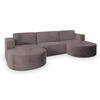 WOHNLANDSCHAFT VEZZO M Lila Velours-Stoff mit Schlaffunktion - Lila, Holz (347/85/174cm) - MASSENO