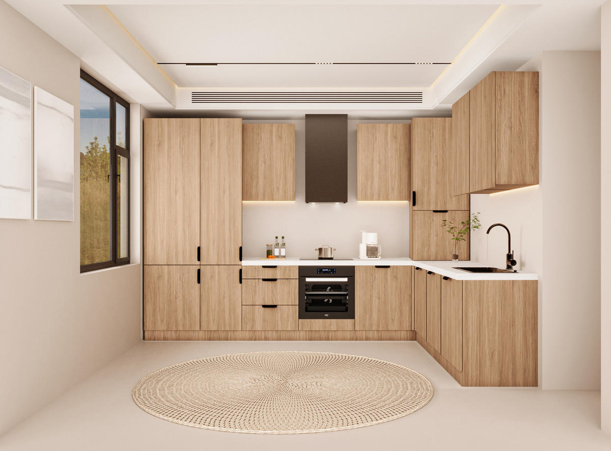 WINKELKÜCHE 340cm x 240cm - Sorento KS4-M340 - in Sonoma Eiche - Schwarz/Sonoma Eiche, Holz (580/247/58cm)