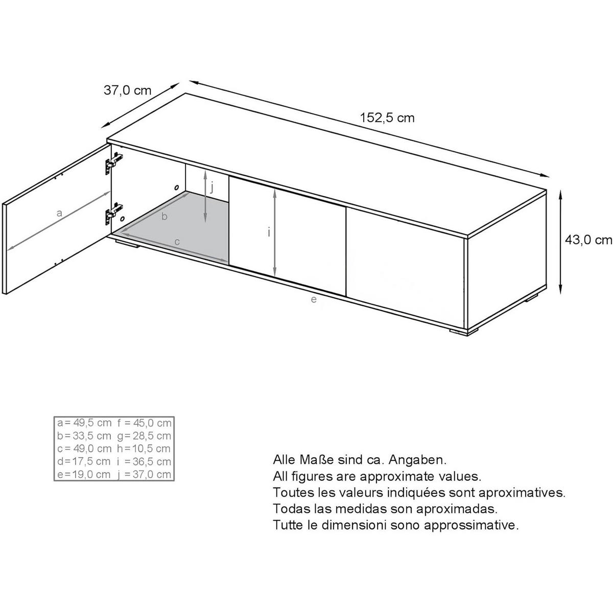 TV-BOARD Elena, Lowboard mit Push-to-Open, Made in Germany, Moderner Fernsehschrank, Weiß matt (152,5 x 43 x 37 cm) - Weiß, Holzwerkstoff (152.5/43/37cm) - InnoFurn