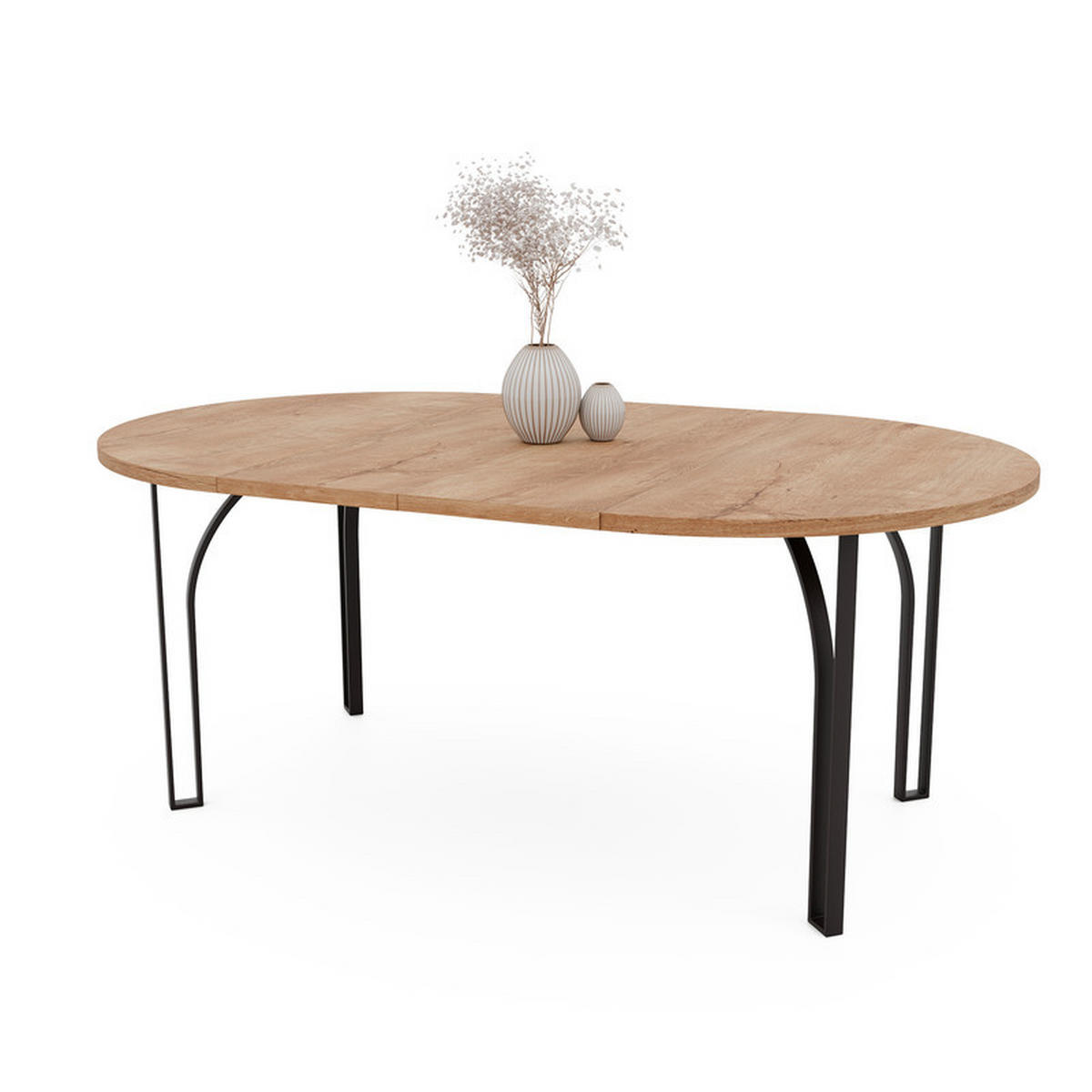AUSZIEHTISCH ASTRO 100/76 cm, Schwarz / Eiche - Schwarz/Eiche San Remo, Holzwerkstoff/Metall (100/100/76cm) - Idohome