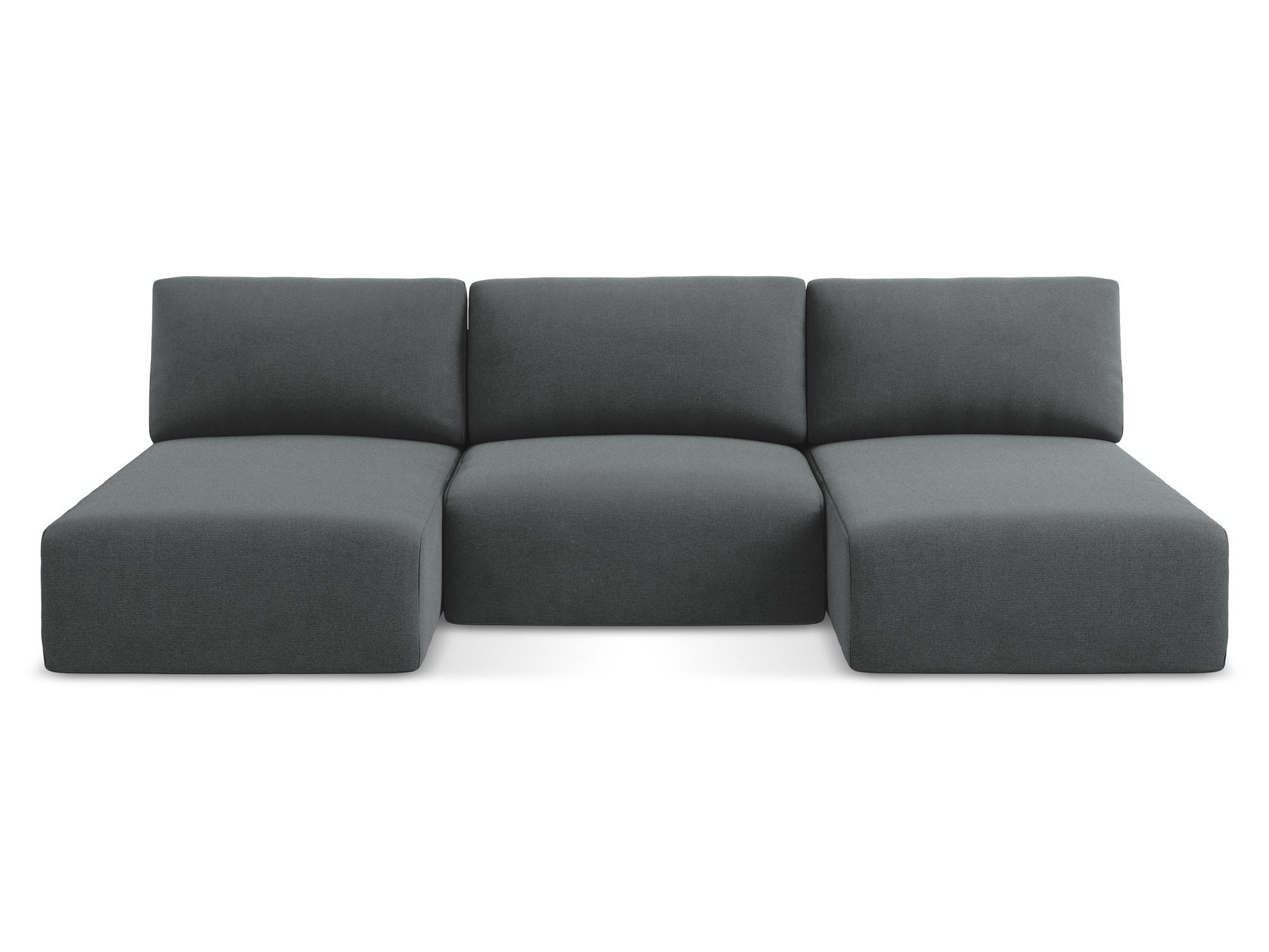 WOHNLANDSCHAFT Strukturstoff Stoff Grau - Schwarz/Grau, Kunststoff/Textil (304/79/149cm) - Makamii