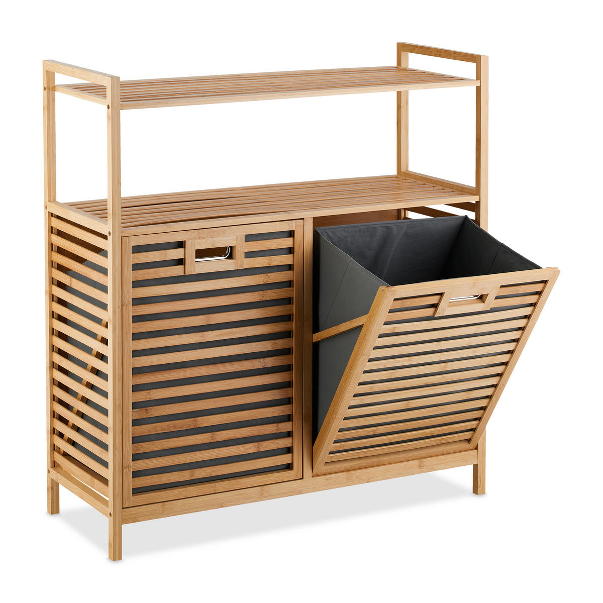 WÄSCHEKORB - Hellbraun, Holz/Textil (88/95/33cm) - Relaxdays