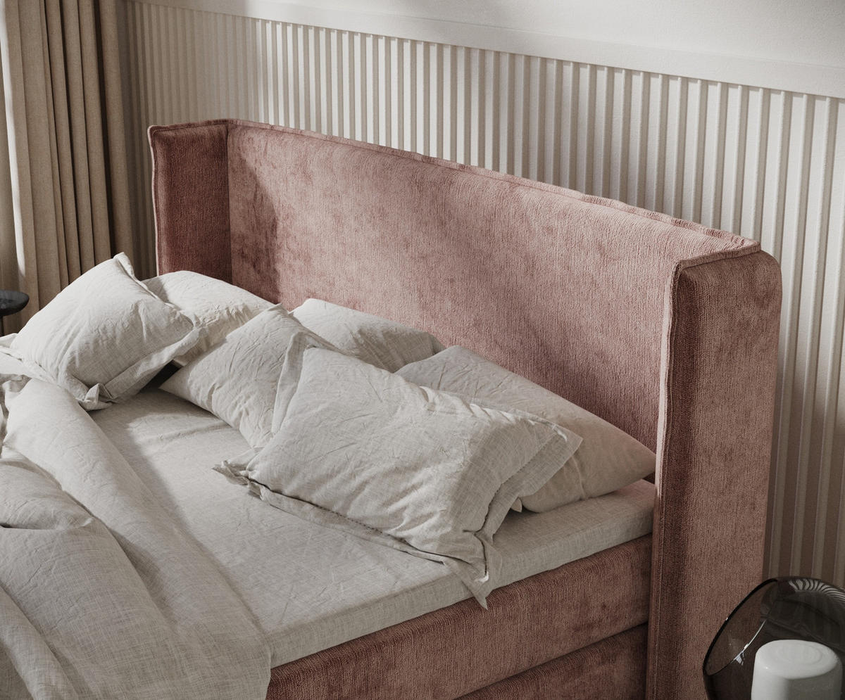 BOXSPRINGBETT Carizzo Rosa 140/200 cm mit Matratze und Topper - Pink/Schwarz, Holz/Holzwerkstoff (140/200cm) - Maison de Reve
