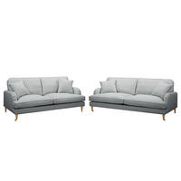 POLSTERGARNITUR (3-2) - Webstoff - Hellgrau, Textil (211/85/96cm) - home24