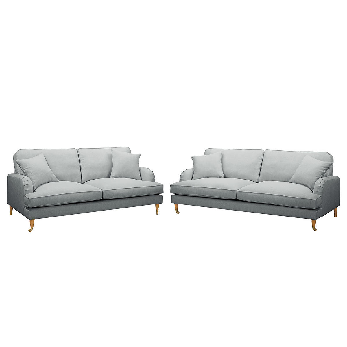 POLSTERGARNITUR (3-2) - Webstoff - Hellgrau, Textil (211/85/96cm) - home24