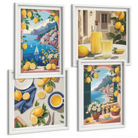 BILDER SET 4er Set - 50x50 cm & 40x60 cm Weißer Rahmen - Meerblick, italienische Zitronen - Weiß, Kunststoff (50/50cm) - TULUP
