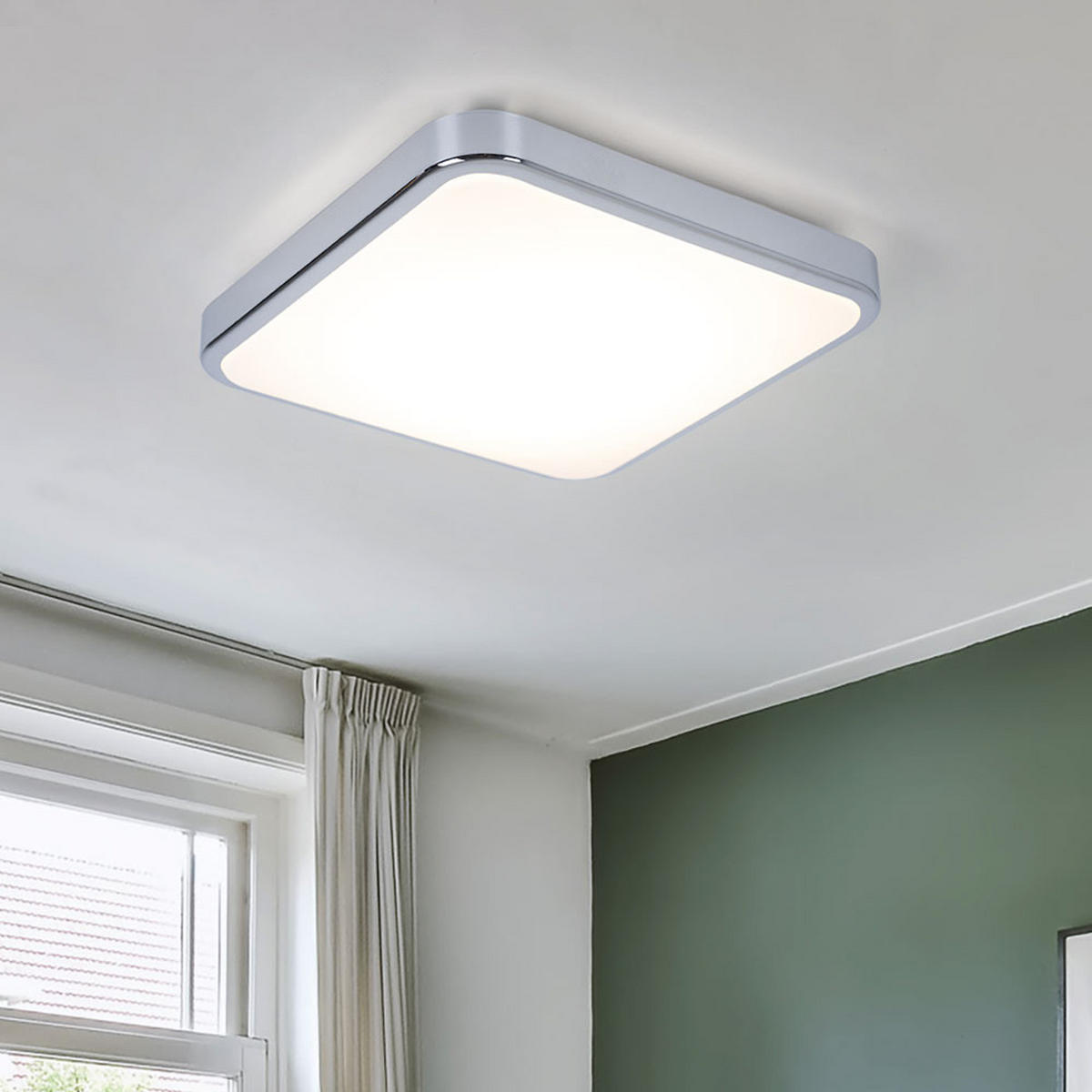 LED DECKENLEUCHTE Weiß Chrom - Weiß, Metall (29/29/7cm)