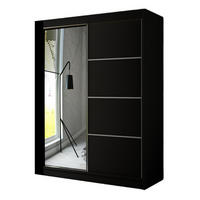 SCHRANK Schwarz PAKO Schiebetür Mit Spiegel 120 cm - Schwarz, Holzwerkstoff (120/215/61cm) - Sepro Meble