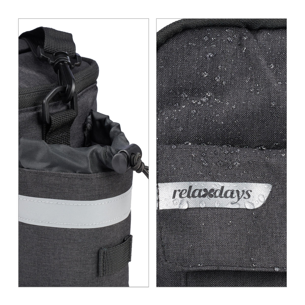 GEPÄCKTRÄGERTASCHE - Schwarz, Textil/Metall (16/15/38cm) - Relaxdays