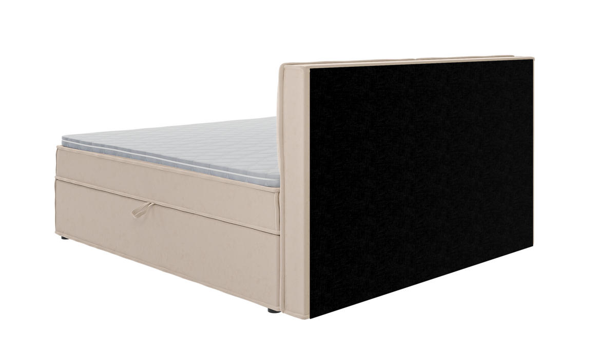BOXBETT Eclipse 180/200 cm Beige Luxusmicrofaser - Beige/Schwarz, Holz/Kunststoff (180/200cm) - S-Style Möbel