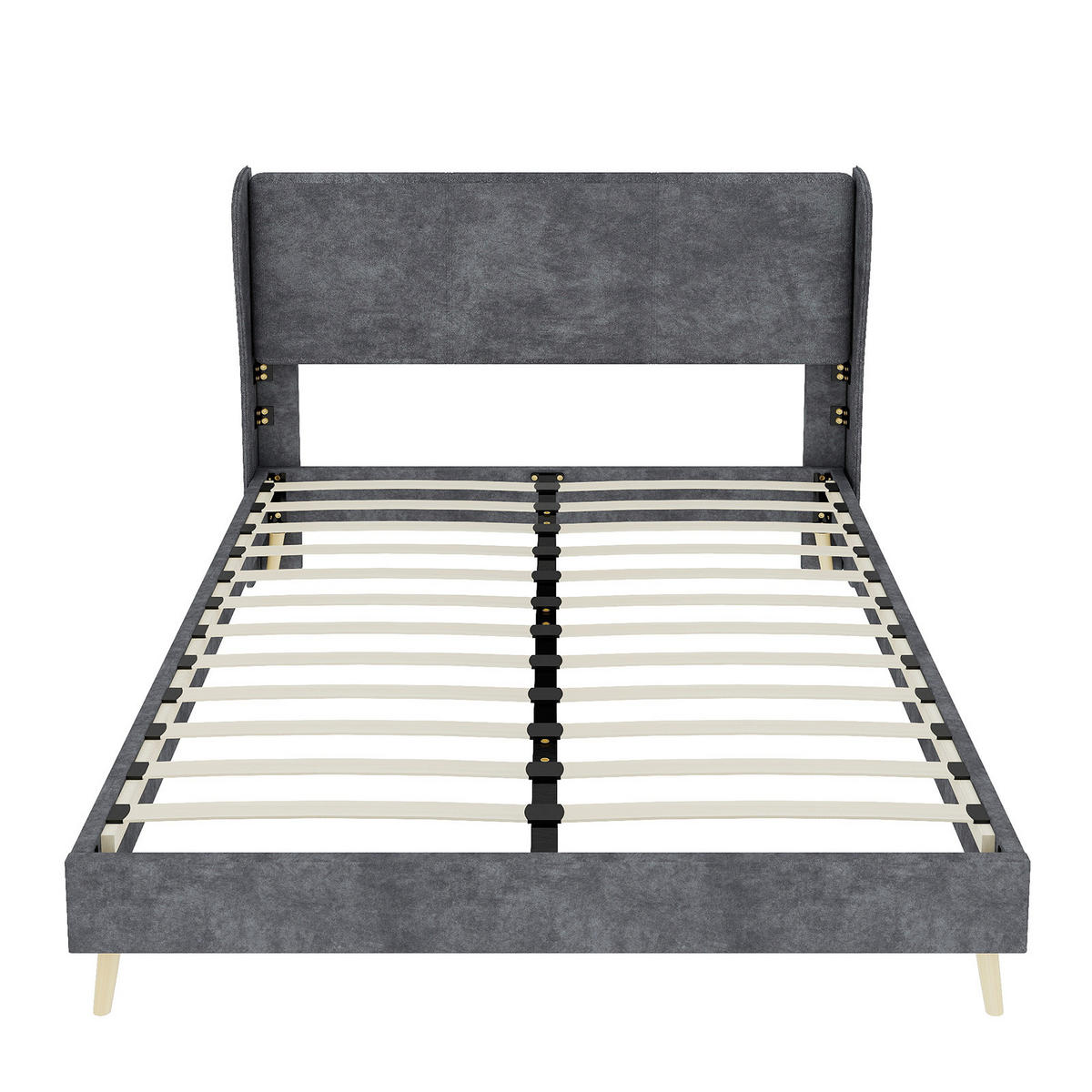POLSTERBETT 140/200 cm DE-32997 mit Kopfteil und Matratze Grau - Grau, Metall (140/200cm) - ComfortXL