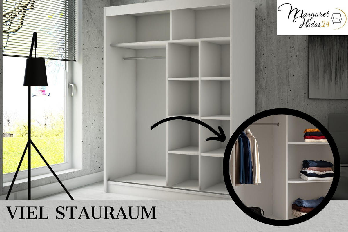 SCHWEBETÜRENSCHRANK Elsa 150 cm mit Spiegel 2-türig, Eiche sonoma - Sonoma Eiche, Kunststoff (150/215/61cm) - Margaret Hadas24