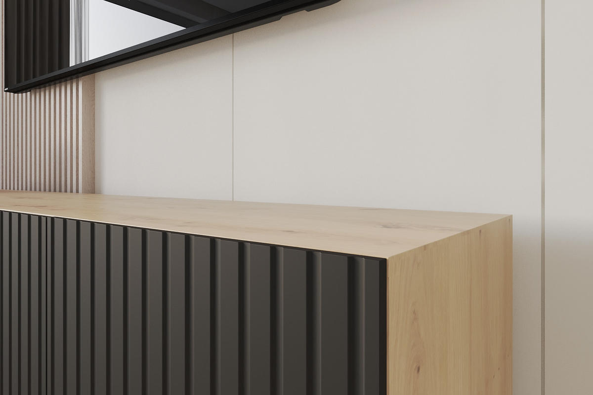 LOWBOARD KITO-W 2x100x40x41 cm - Artisan / Schwarz - Schwarz, Holzwerkstoff (200/40/41cm) - ALTDECOR