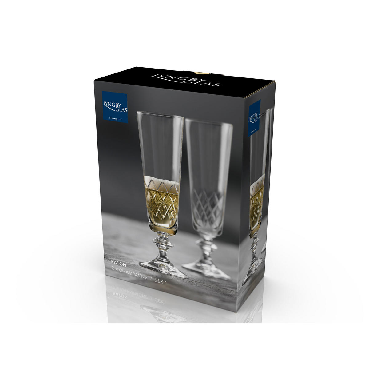 SEKTGLAS Eaton 2er Set, Kristallglas, Transparent, 160 ml - Transparent, Glas (0.16L) - Lyngby Glas