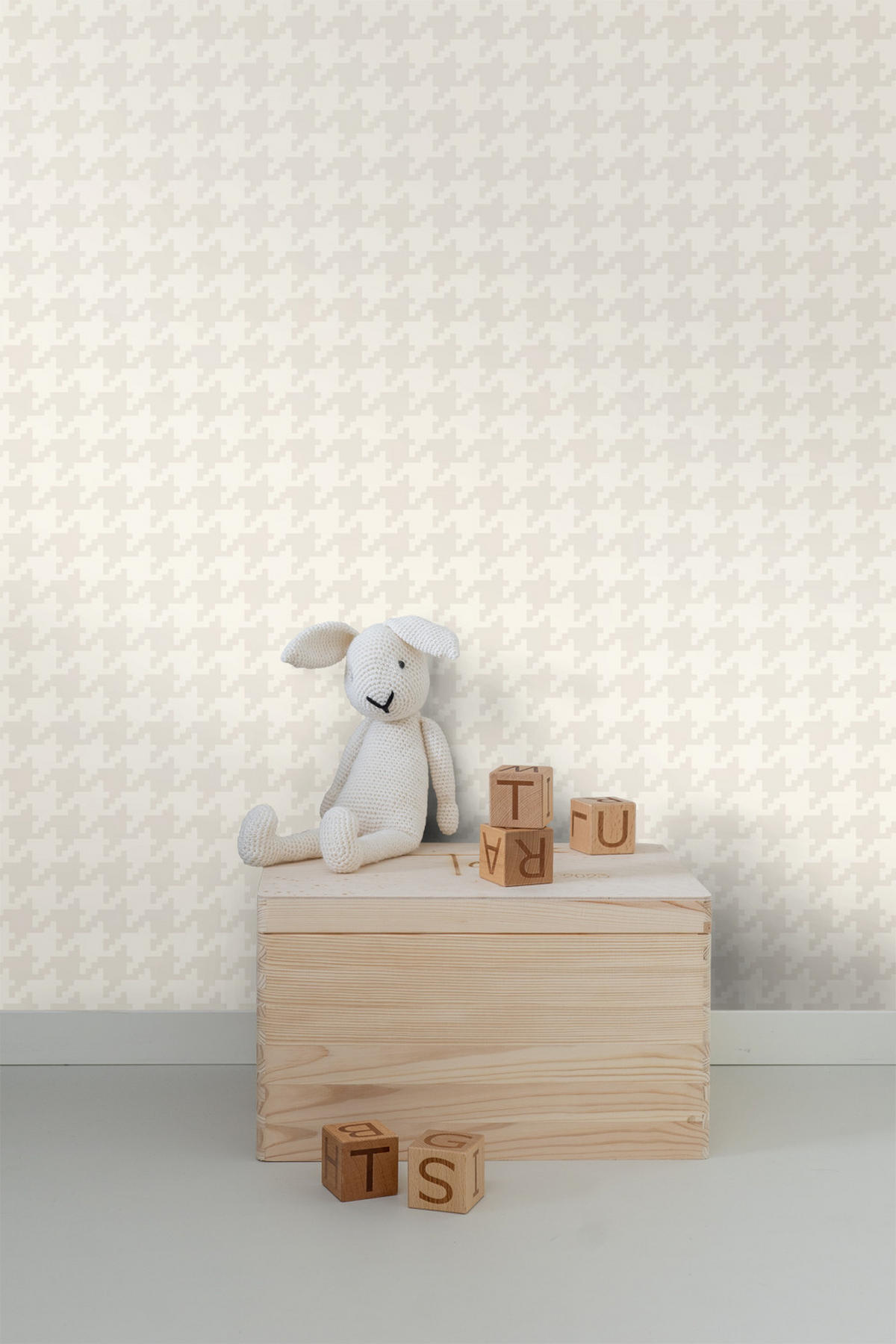 TAPETE Hahnentritt-Muster 53 cm x 10.05 m - Weiß, Papier (53/1000cm) - Origin Wallcoverings