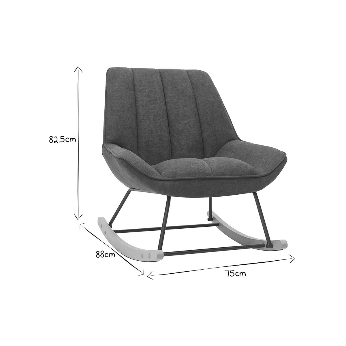 SCHAUKELSTUHL Designer Stoff Dunkelgrauer Samteffekt BILLIE - Dunkelgrau, Textil (88/82.5/75cm) - Miliboo