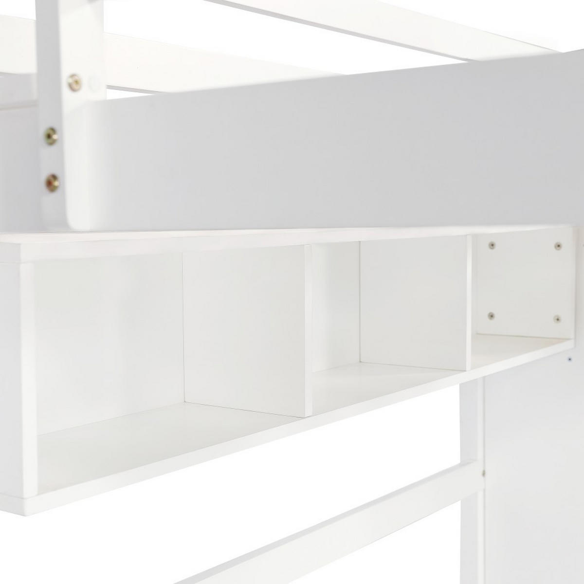 ETAGENBETT 90x200cm in Weiß+Natur mit Tisch und Kleiderschrank - Weiß, Holz (90/200cm) - KOMHTOM