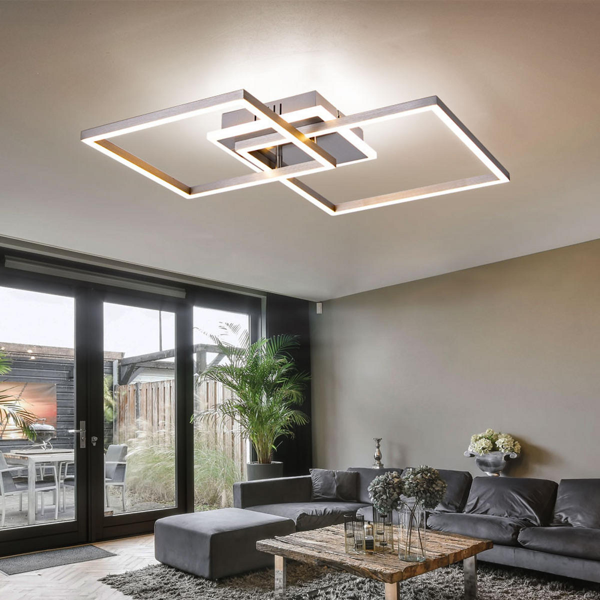 LED DECKENLEUCHTE MUNNI Silber Opal - Silberfarben, Metall (47/43.5/7.5cm)