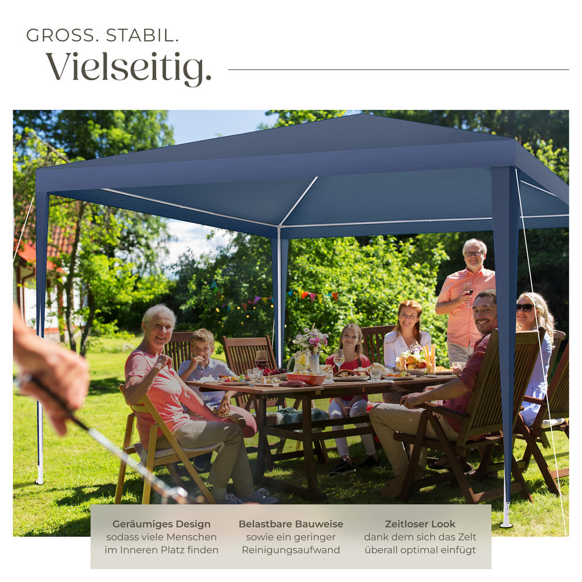 PAVILLON Barinas,wasserdicht,blau - Blau, Kunststoff (300/250/300cm) - tectake