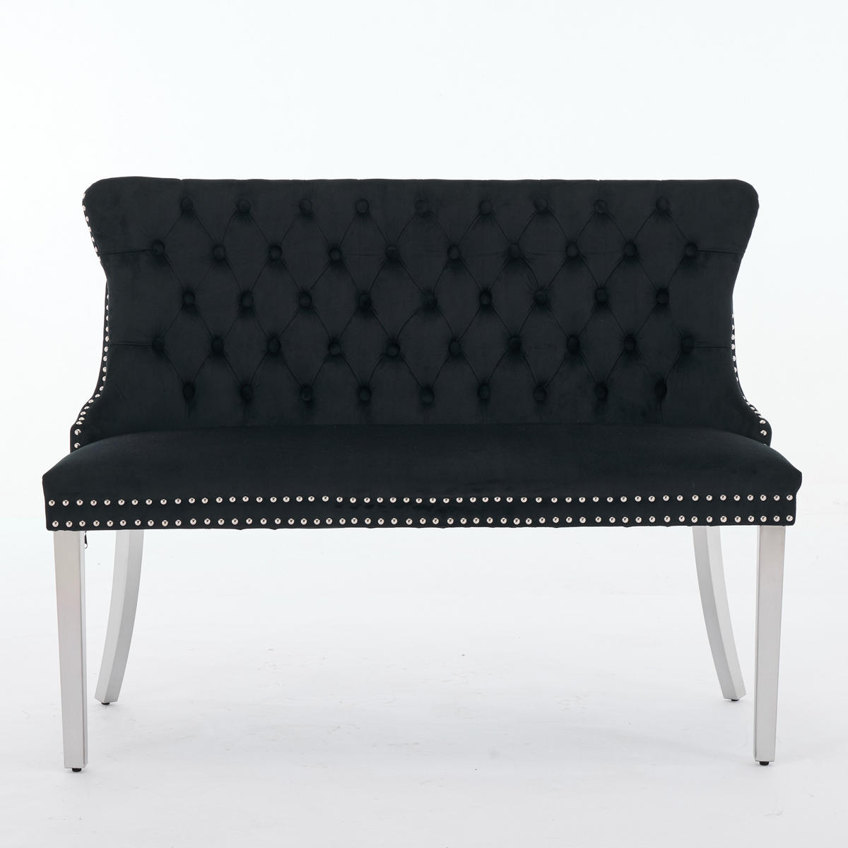 SITZBANK DE-36330 2-Sitzer mit silbernen Beinen Schwarz - Schwarz, Metall (116/89.5/58cm) - ComfortXL