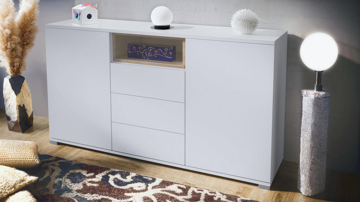 SIDEBOARD Skadu Eiche sägerau - Eiche San Remo, Holzwerkstoff (138.5/75.5/35cm) - Vladon