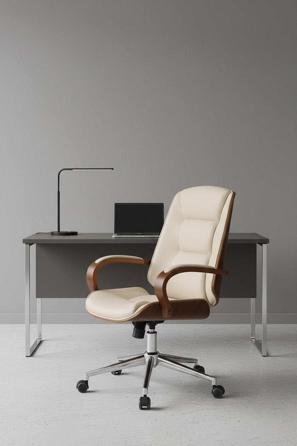 BÜROSTUHL Nyxar walnuss/creme - Chromfarben/Creme, Metall (60/110/68cm) - TPFLiving