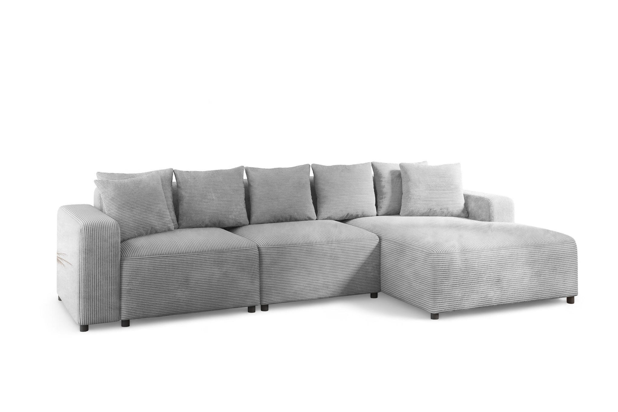 ECKSOFA Megan In Poso - Hellgrau, Holzwerkstoff/Textil (331/165cm) - Fun Möbel