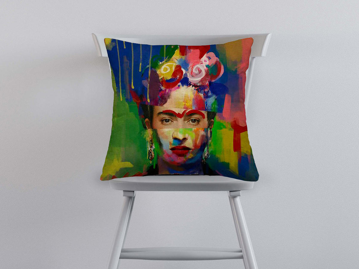 WENDE-KISSENHÜLLE POP-Collection Frida Gobelin/Samt bunt-schwarz 45/45 cm - Multicolor/Grün, Textil (45/45cm) - beties Heimtextil
