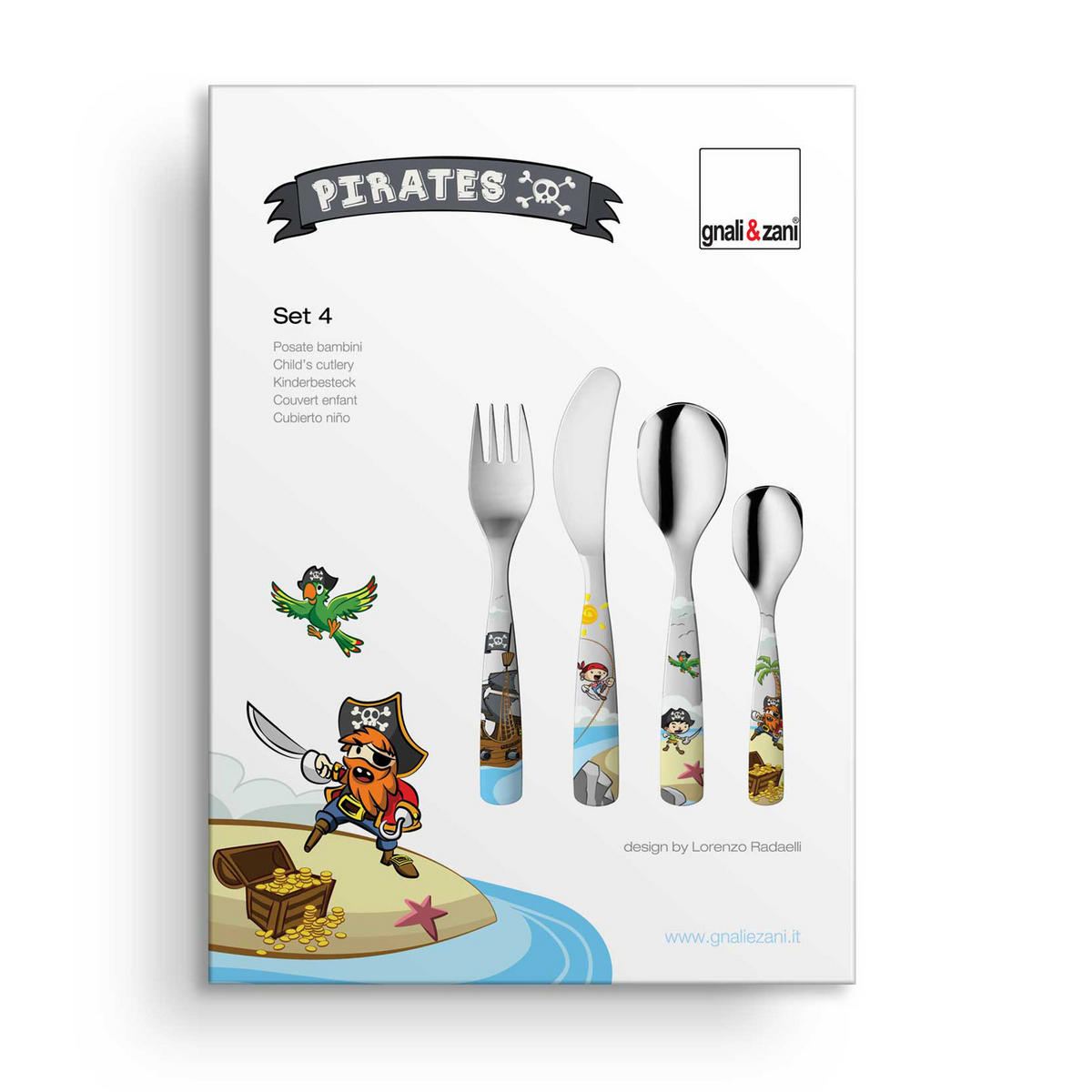 KINDERBESTECK Piraten - Set, 4-teilig - Multicolor, Metall - gnali & zani