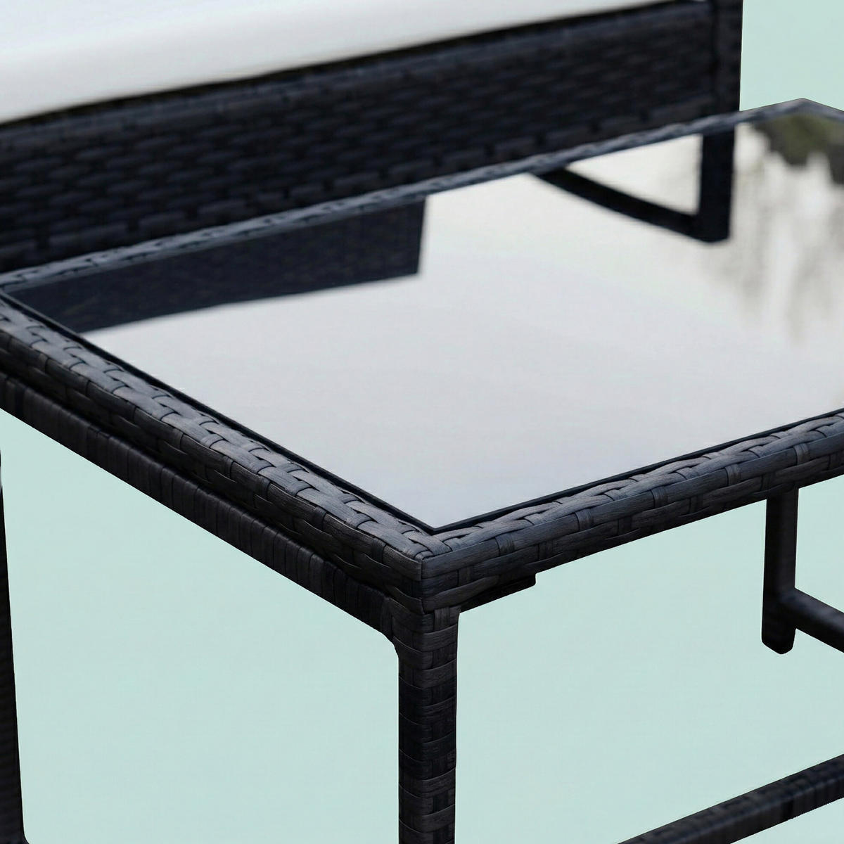 4-TLG.GARTENMÖBEL-SET - Schwarz, Glas/Kunststoff - Relaxdays