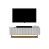 TV STOLÍK Aurora biely matný 140 cm s kovovým rámom - čierna/biela, kov/kompozitné drevo (140/44/35cm) - Meble Lindner