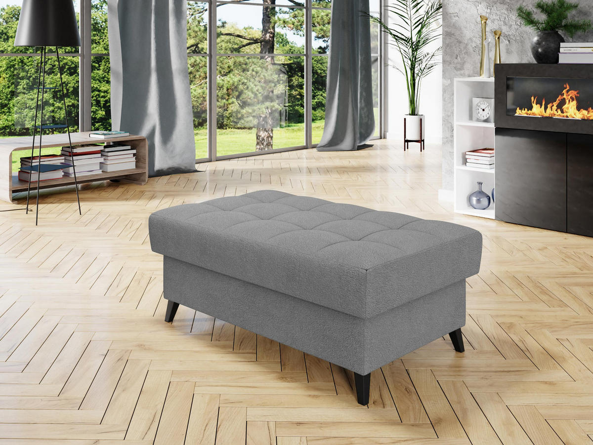 POLSTERHOCKER Nord - Greige/Schwarz, Holz/Textil (106/44/67cm) - MIRJAN24
