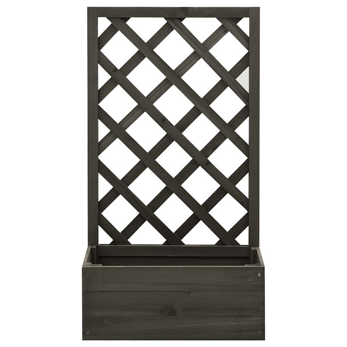 GARTEN-SPALIER mit Blumenkasten Grau 50x25x90 cm Tannenholz - Grau, Holz (50/90/25cm)