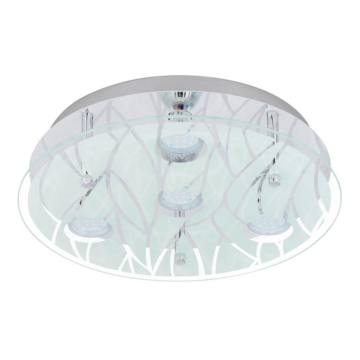 LED DECKENLEUCHTE Edelstahl Chrom Silber - Silberfarben, Glas (35/35/8.5cm)