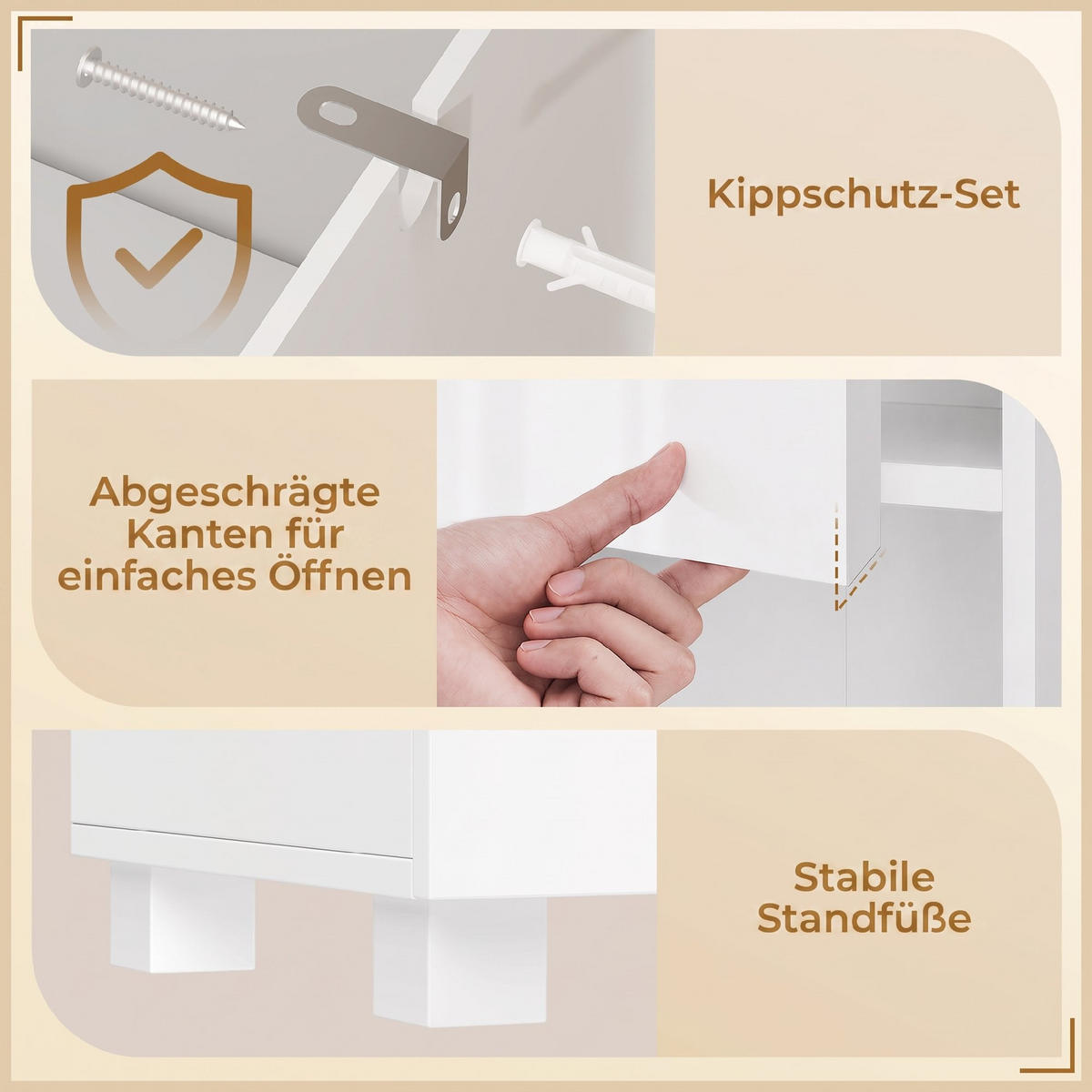 BADEZIMMERSCHRANK MDF Weiß - Weiß Hochglanz/Weiß, Holzwerkstoff (30/170/30cm) - HOMCOM