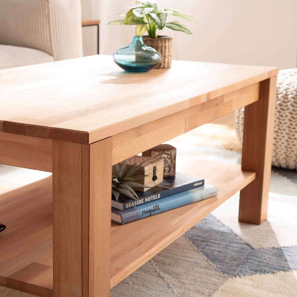 COUCHTISCH - Kernbuche Massiv - Kernbuche, Holz (60/100/45cm) - home24