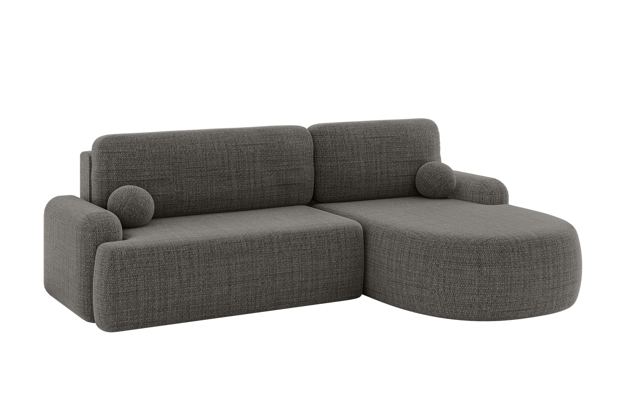 ECKSOFA mit Schlaffunktion und Bettkasten LIRA-L - 264x172x89 Grau - Grau, Holzwerkstoff/Textil (172/264cm) - ALTDECOR