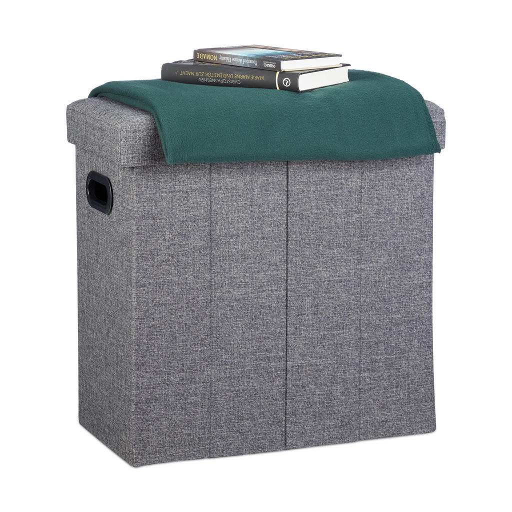 Relaxdays TABURET Tmavě šedá skládací s úložným prostorem 49,5 cm