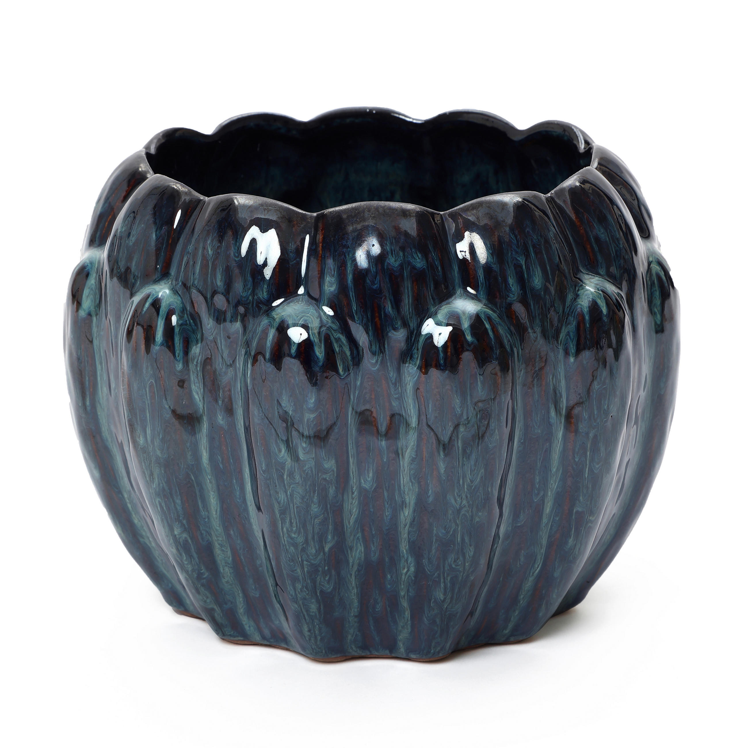 KERAMIK-BLUMENTOPF blau, Ø 24 × H 18 cm - Blau, Keramik (18.3cm) - Hometopia