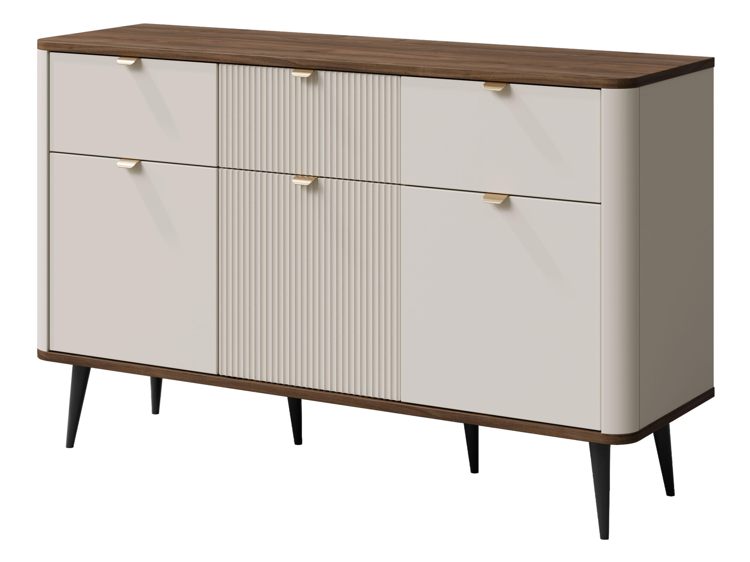 KOMMODE Marly 3S3D RE10 - Kaschmir/Goldfarben, Holzwerkstoff/Metall (130/82/40cm) - MIRJAN24