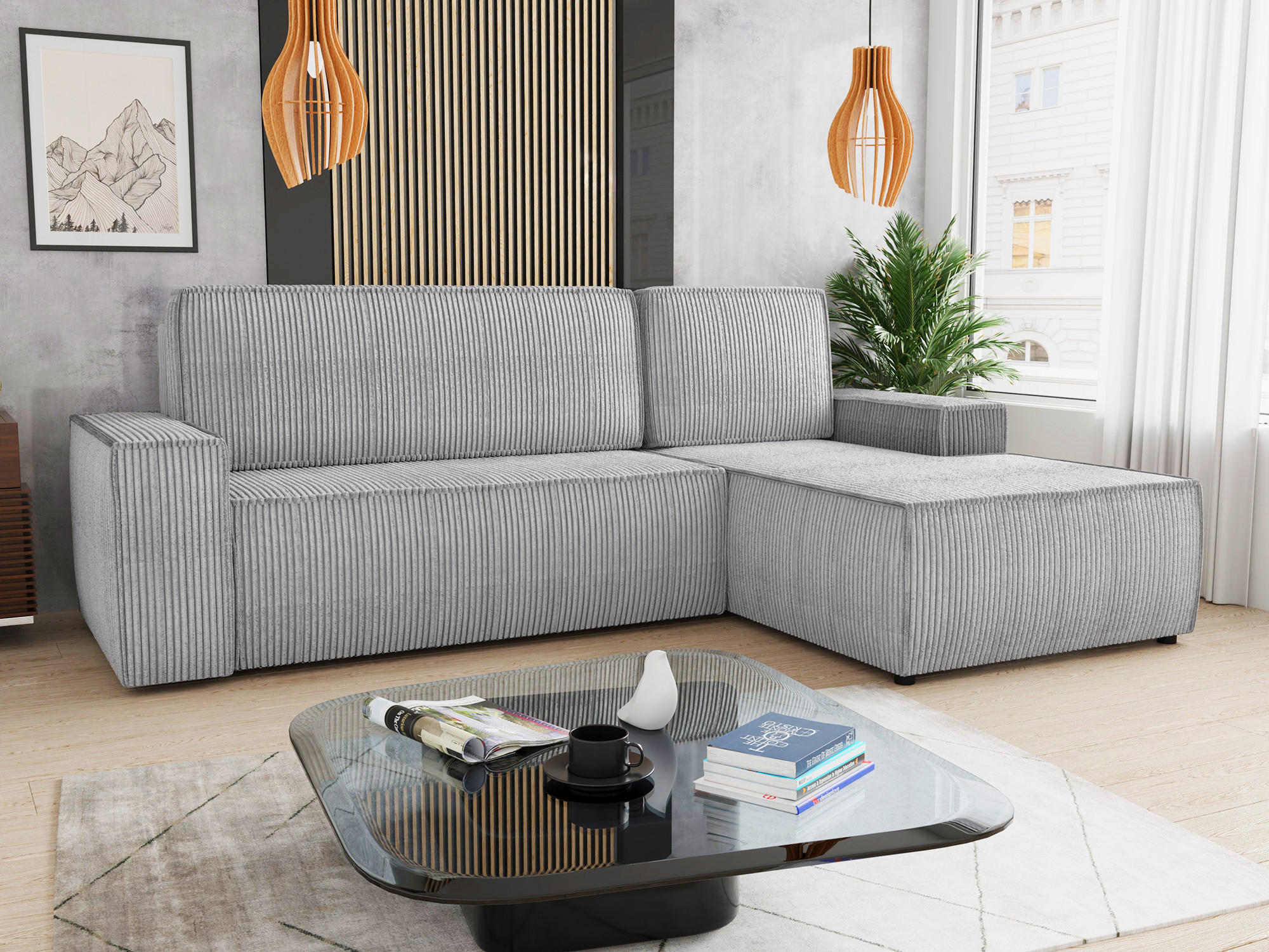 ECKSOFA Totti L, Seite: Rechts - Grau, Holz/Textil (246/144cm) - Sofnet