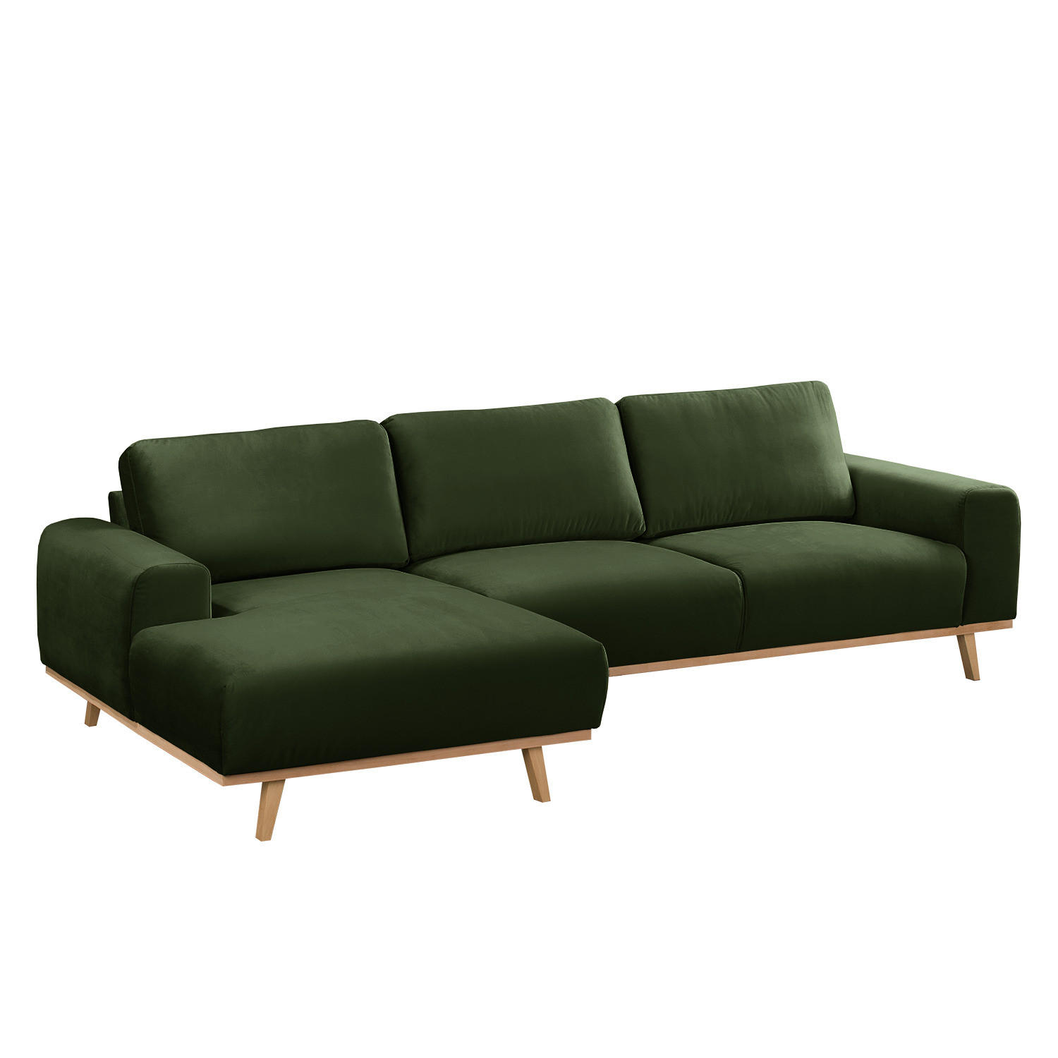 ECKSOFA - Samt - Dunkelgrün, Textil (286/152cm) - home24