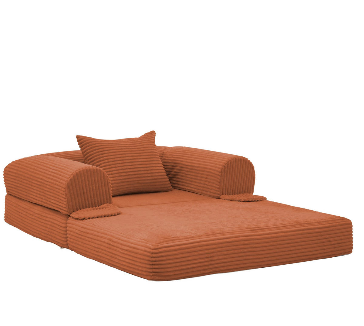 SCHLAFSOFA 2-in-1 Kord Orange mit Kissen - Orange, Kunststoff (85/65/120cm) - Meubliv