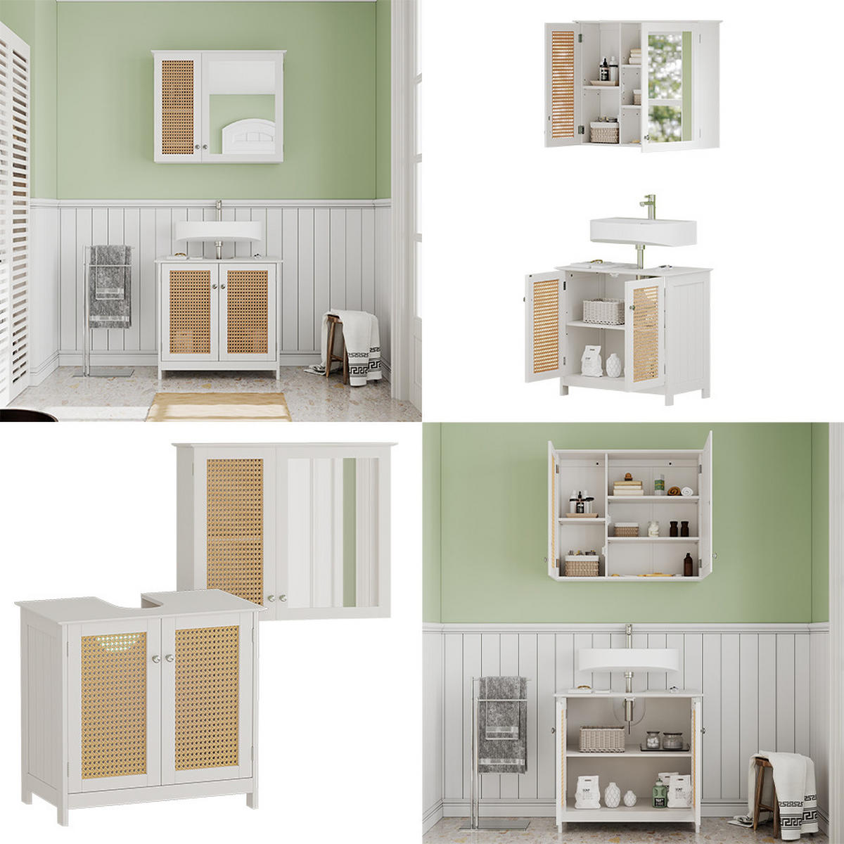BADMÖBEL-SET Rosario Weiß 2 teilig - Weiß, Holzwerkstoff (60/58/35cm) - Vicco