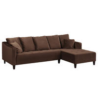ECKSOFA mit Ottomane - Samt - Braun, Textil (254/165cm) - home24