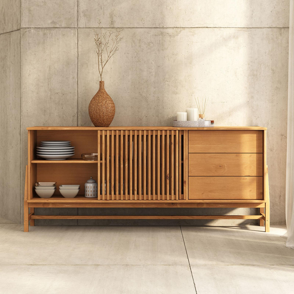SIDEBOARD ADAMO Eiche - Eichefarben, Holz (175/75/41cm) - IDIMEX