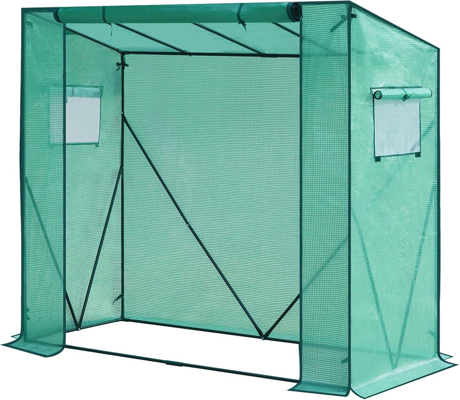 FOLIENGEWÄCHSHAUS 130 g/m², PE halbtransparente Tomatengewächshaus - Grün, Textil/Metall (200/146/77cm) - Woltu